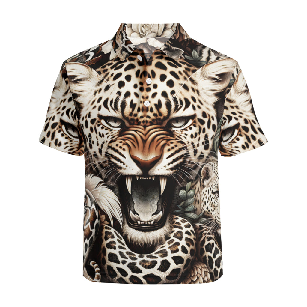Leopard Men's Premium European Size POLO Shirt | 95% Polyester+5% Spandex