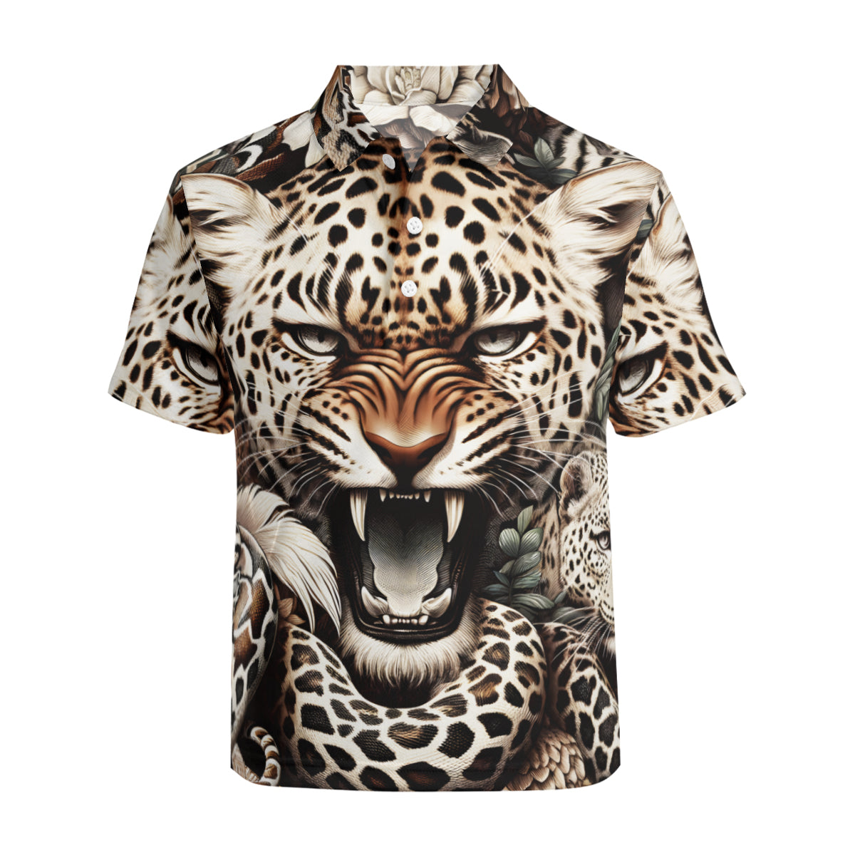 Leopard Men's Premium European Size POLO Shirt | 95% Polyester+5% Spandex
