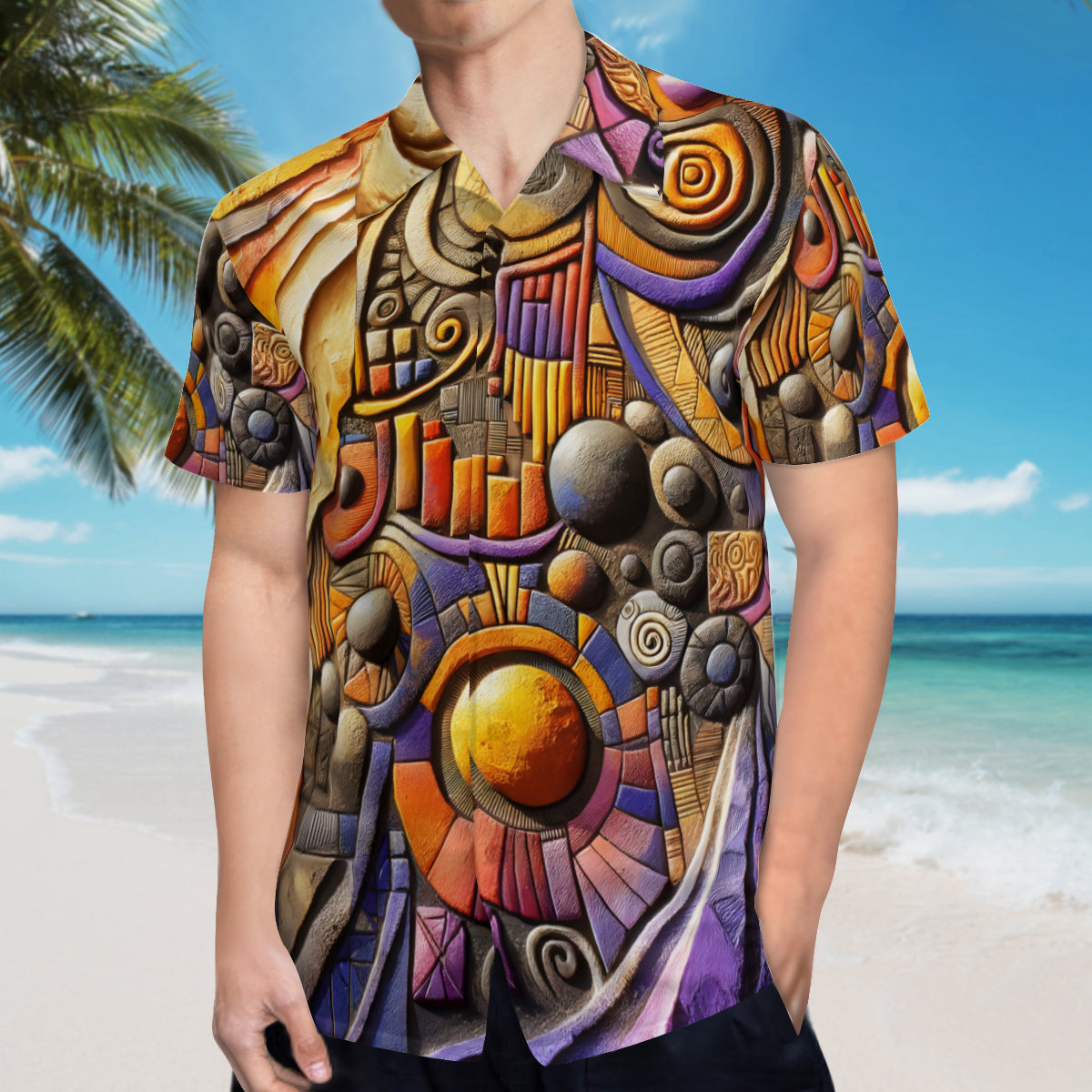 Textured Plasters Short Sleeves Men's Shirt
