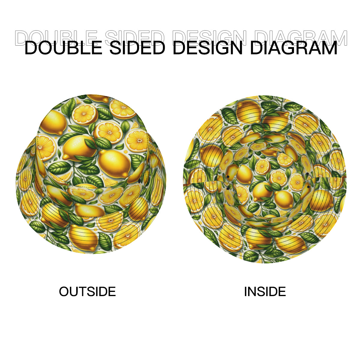 Vibrant Lemon Double-Sided Unisex Polyester Bucket Hat
