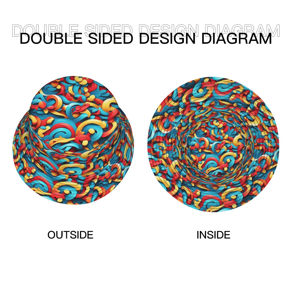 Abstract Double-Sided Unisex Polyester Bucket Hat