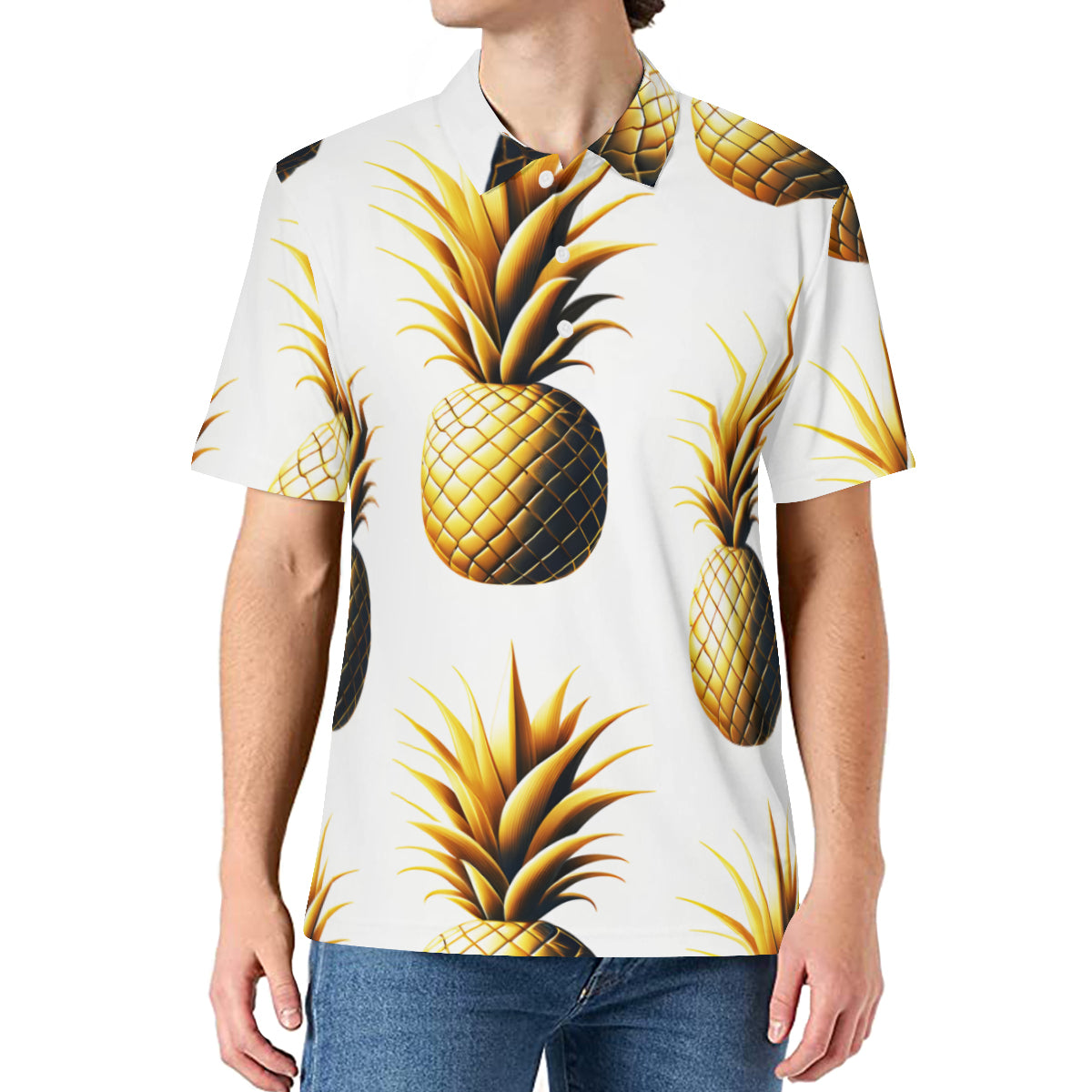 Pineapple Men's Premium European Size POLO Shirt | 95% Polyester+5% Spandex