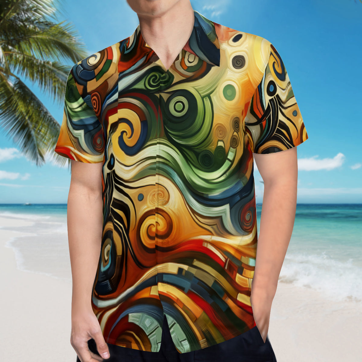 Abstract Swirling Afrocentric Short Sleeves Men's Shirt