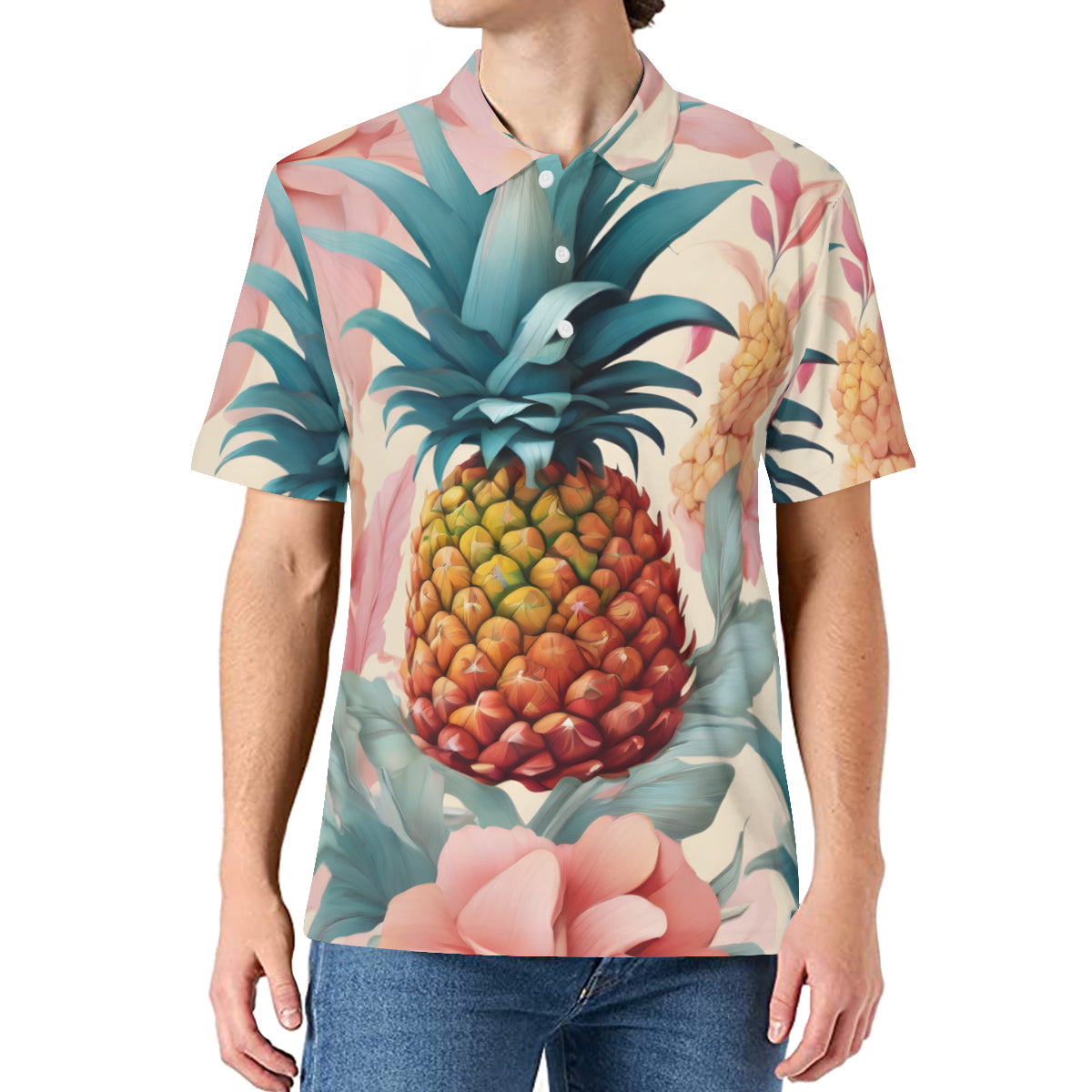 Pineapple Men's Premium European Size POLO Shirt | 95% Polyester+5% Spandex
