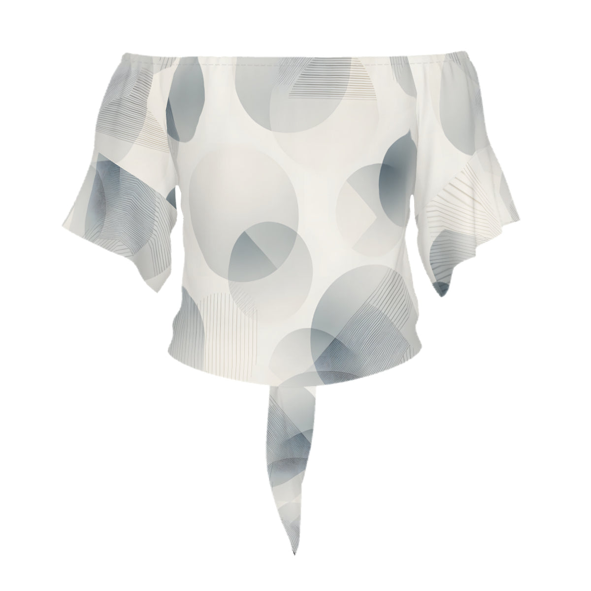 Minimalistic Abstract One-Shoulder Tie Short Sleeves