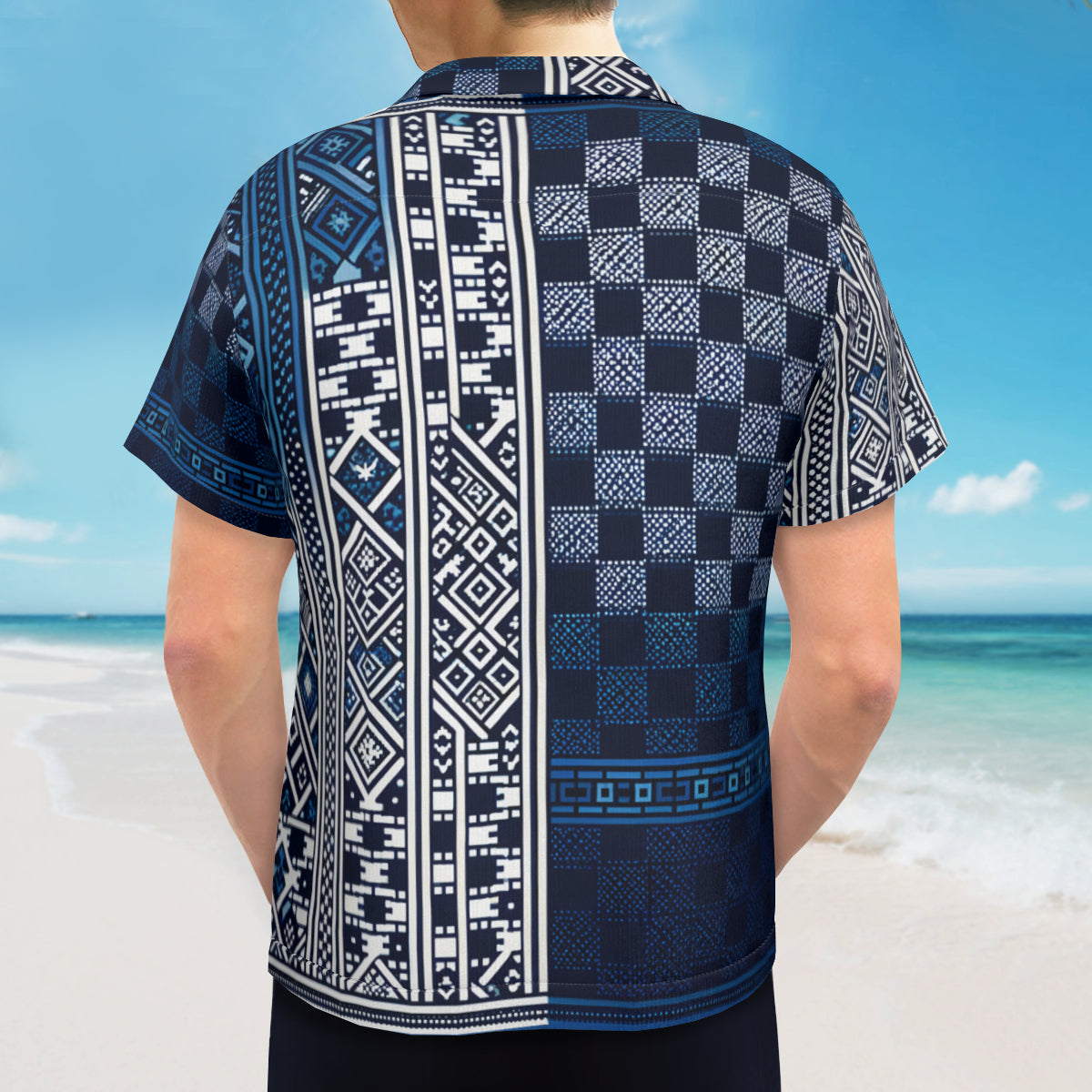 Blue Short Sleeves Men's Shirt