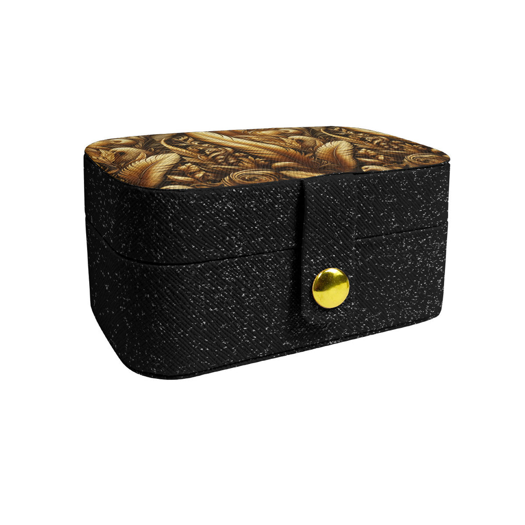 Golden Feathers Elegant Personalized Portable Jewelry Box