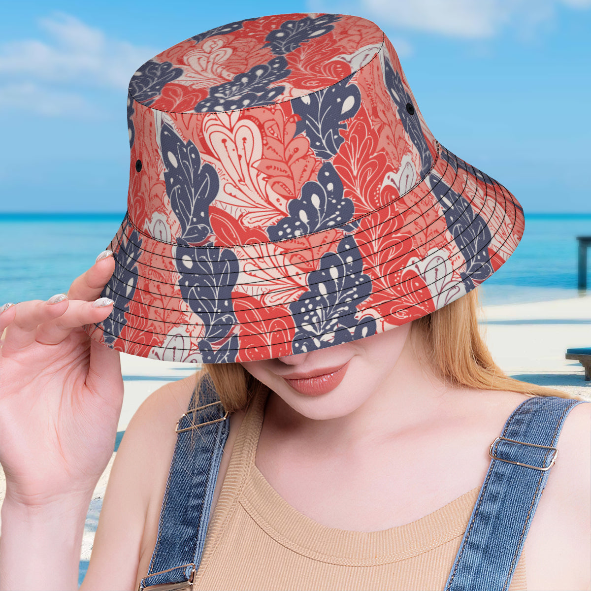 Abstract Denim Double-Sided Unisex Polyester Bucket Hat