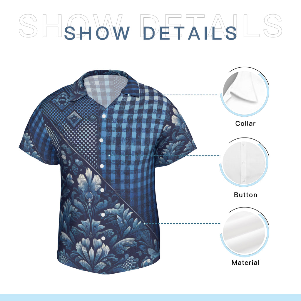 Blue Jeans Design Short Sleeves Men's Shirt