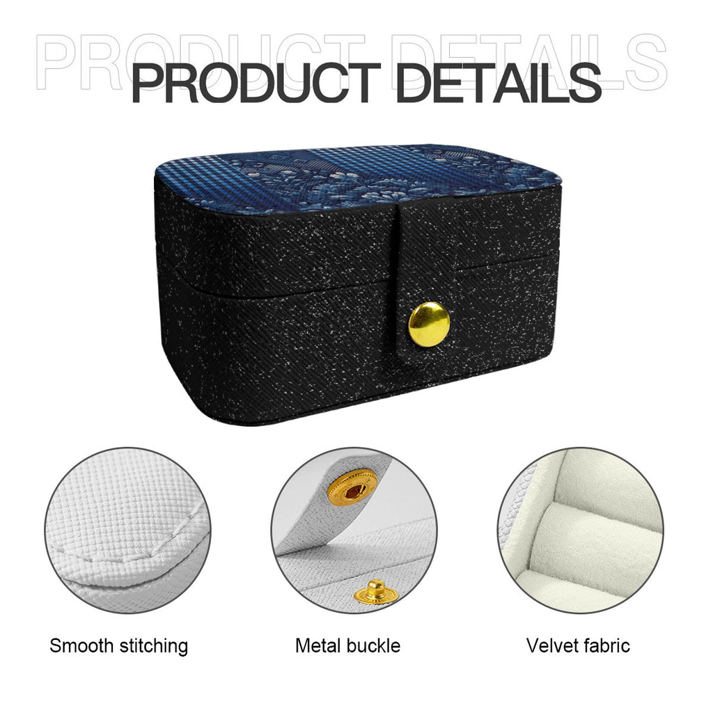 Denim Check Personalized Portable Jewelry Box
