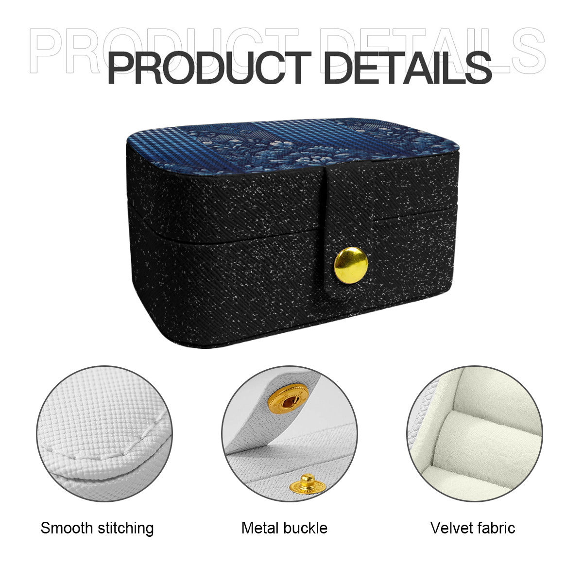 Denim Check Personalized Portable Jewelry Box