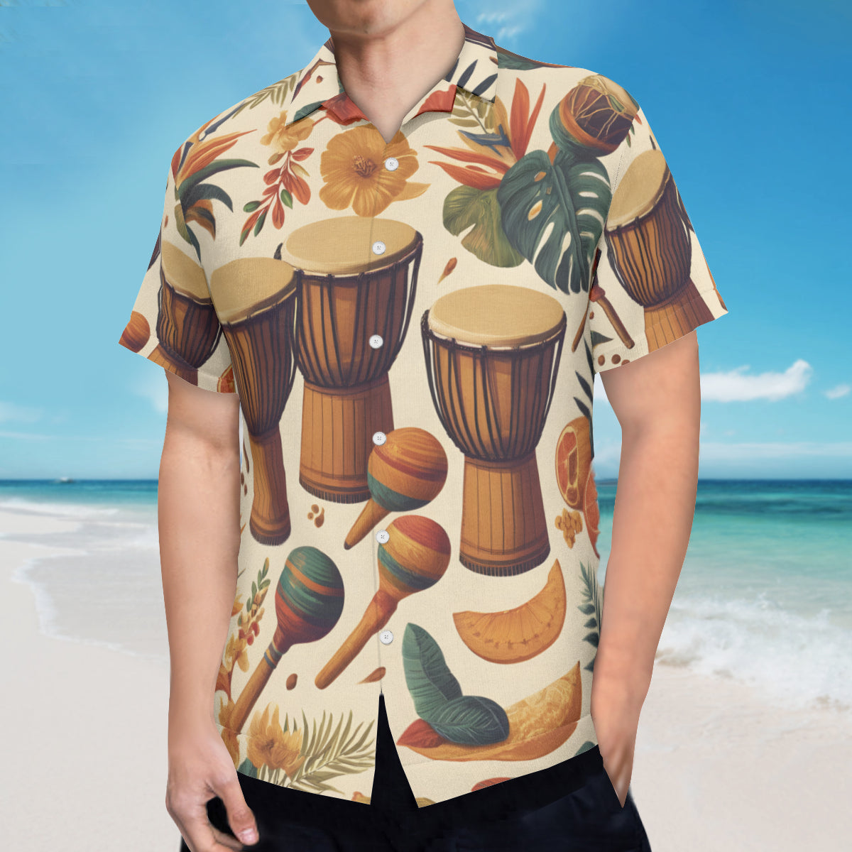 Floral Drums Sleeves Men's Shirt