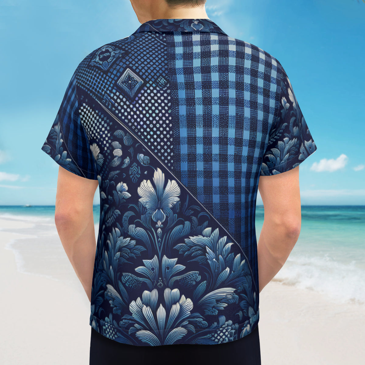 Blue Jeans Design Short Sleeves Men's Shirt