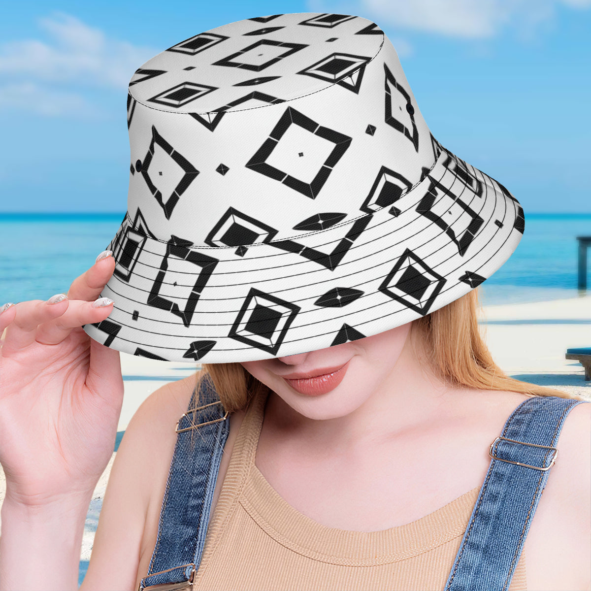 Black And White Double-Sided Unisex Polyester Bucket Hat