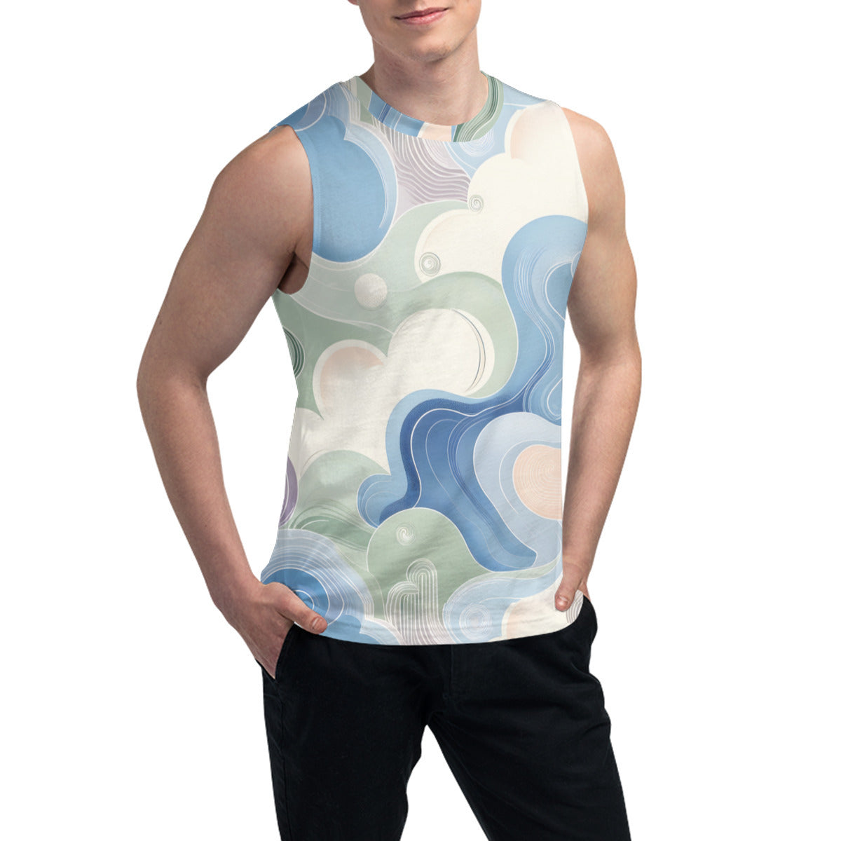 Abstract Floral Men's Sleeveless Vest｜Polyester