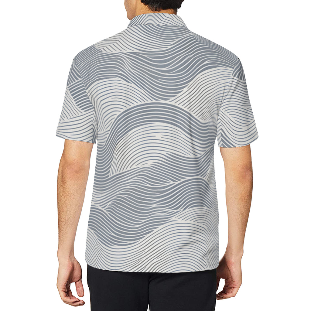 Minimalistic Geometric Men's Premium European Size POLO Shirt | 95% Polyester+5% Spandex