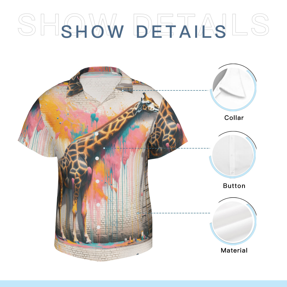 Giraffe Painting Short Sleeves Men's Shirt