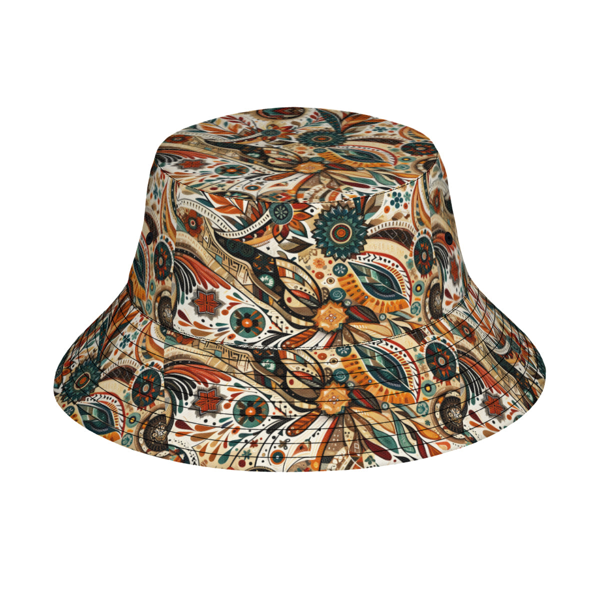 Abstract Brown Double-Sided Unisex Polyester Bucket Hat