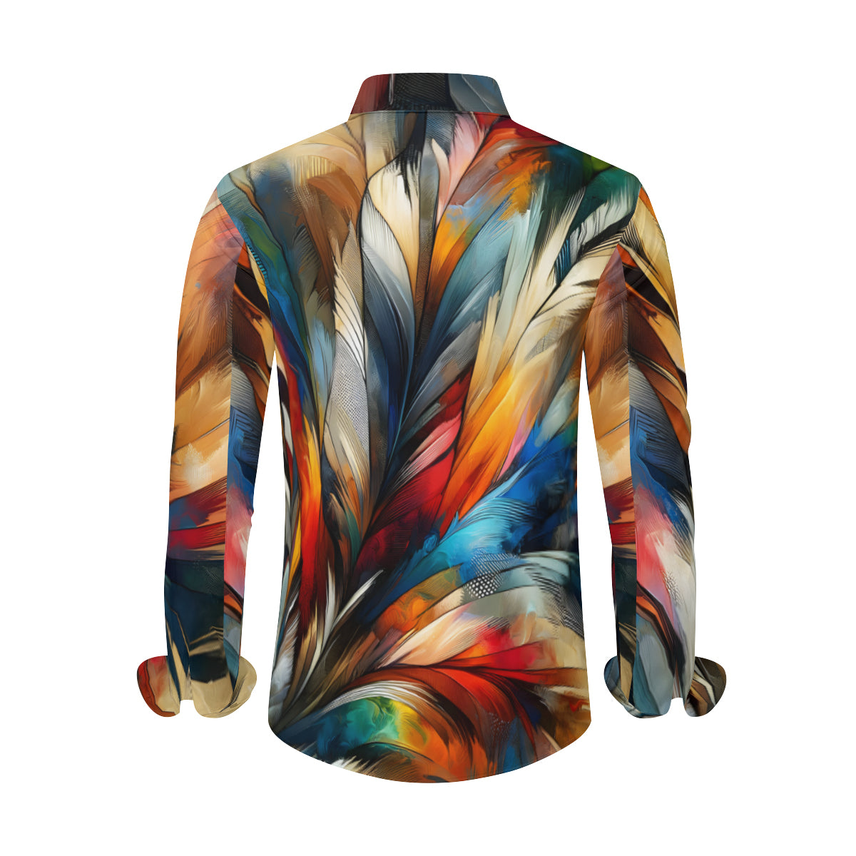 Vibrant Feathers Men's Classic Long-Sleeved Shirt | Polyester
