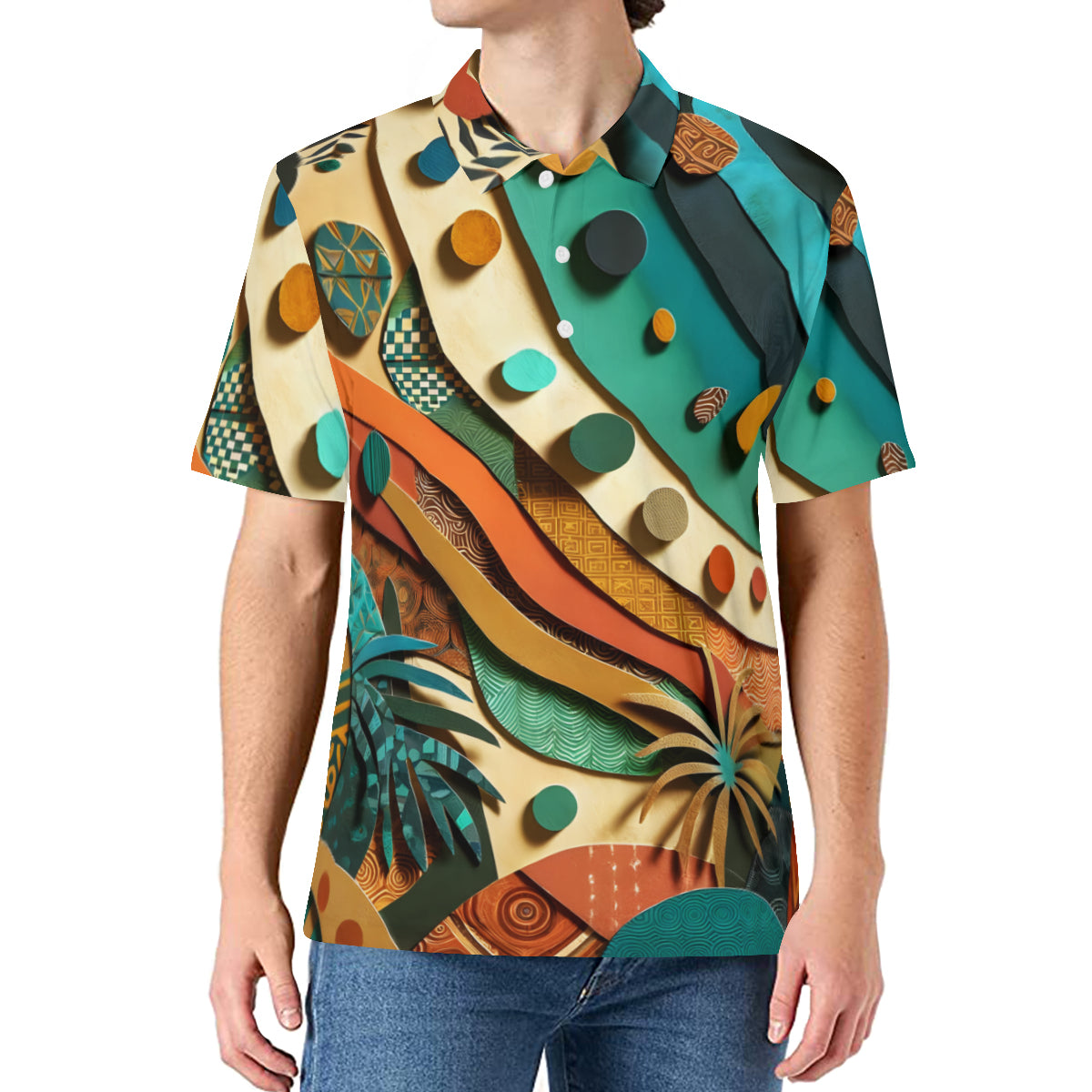 Paper Collage Polo Men's Shirt