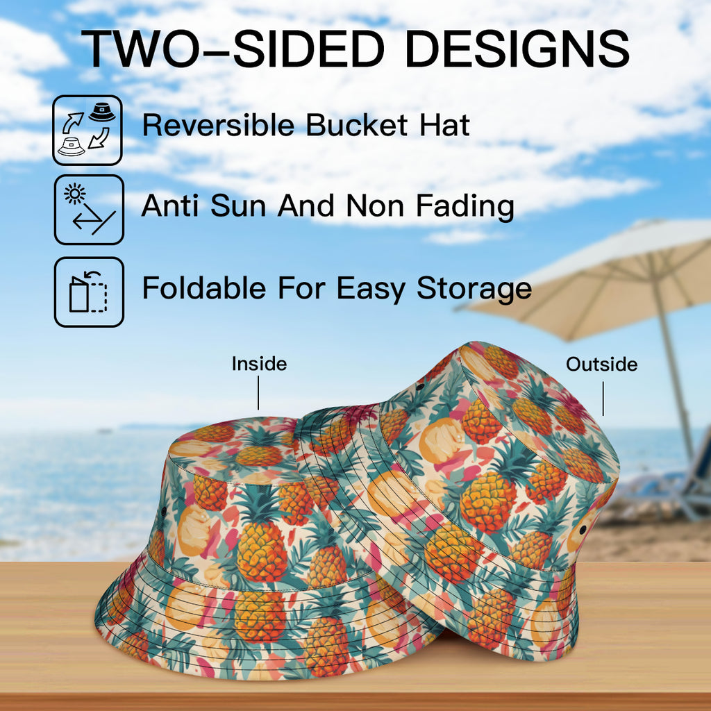 Pineapple Double-Sided Unisex Polyester Bucket Hat
