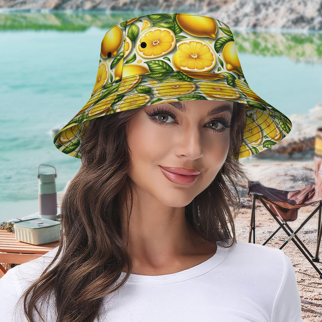 Vibrant Lemon Double-Sided Unisex Polyester Bucket Hat