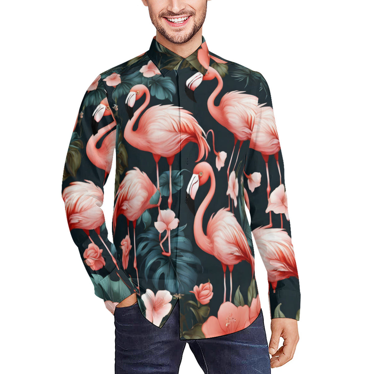 Flamingo Long Sleeves Men's Shirt
