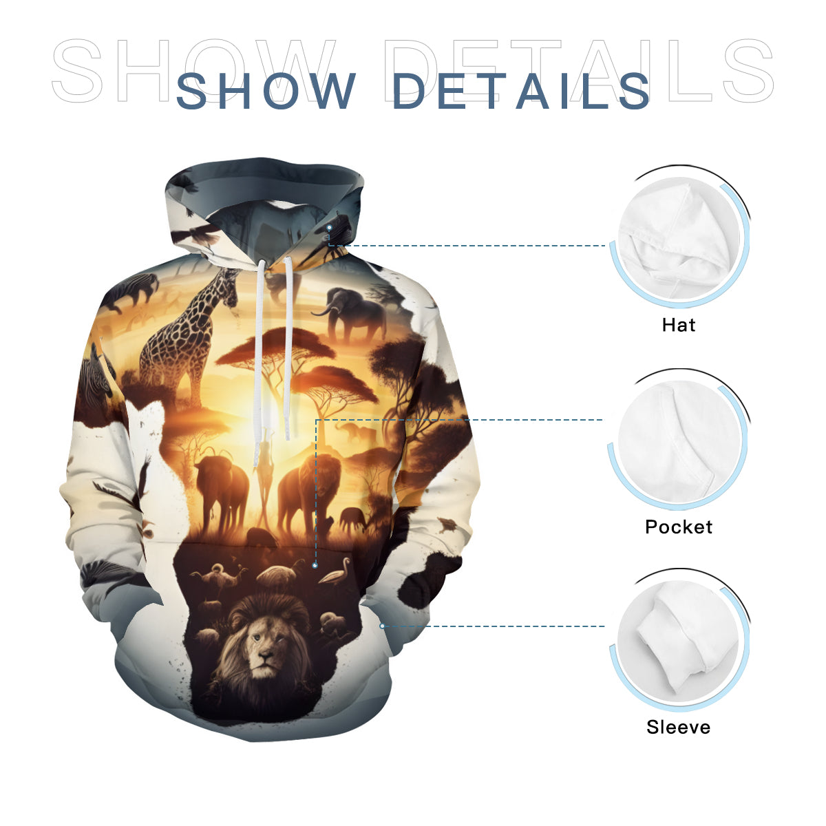 Africa Men's Adult Hoodie Set (Double-Layer Hood) | Health Fabric