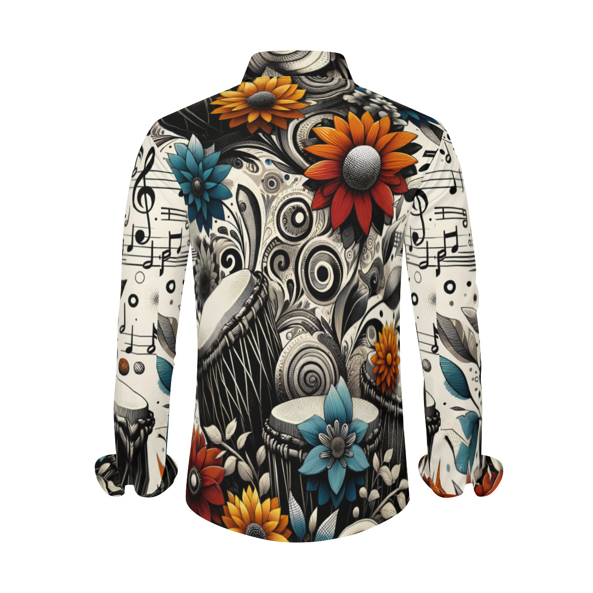 Musical Floral Long Sleeves Men's Shirt