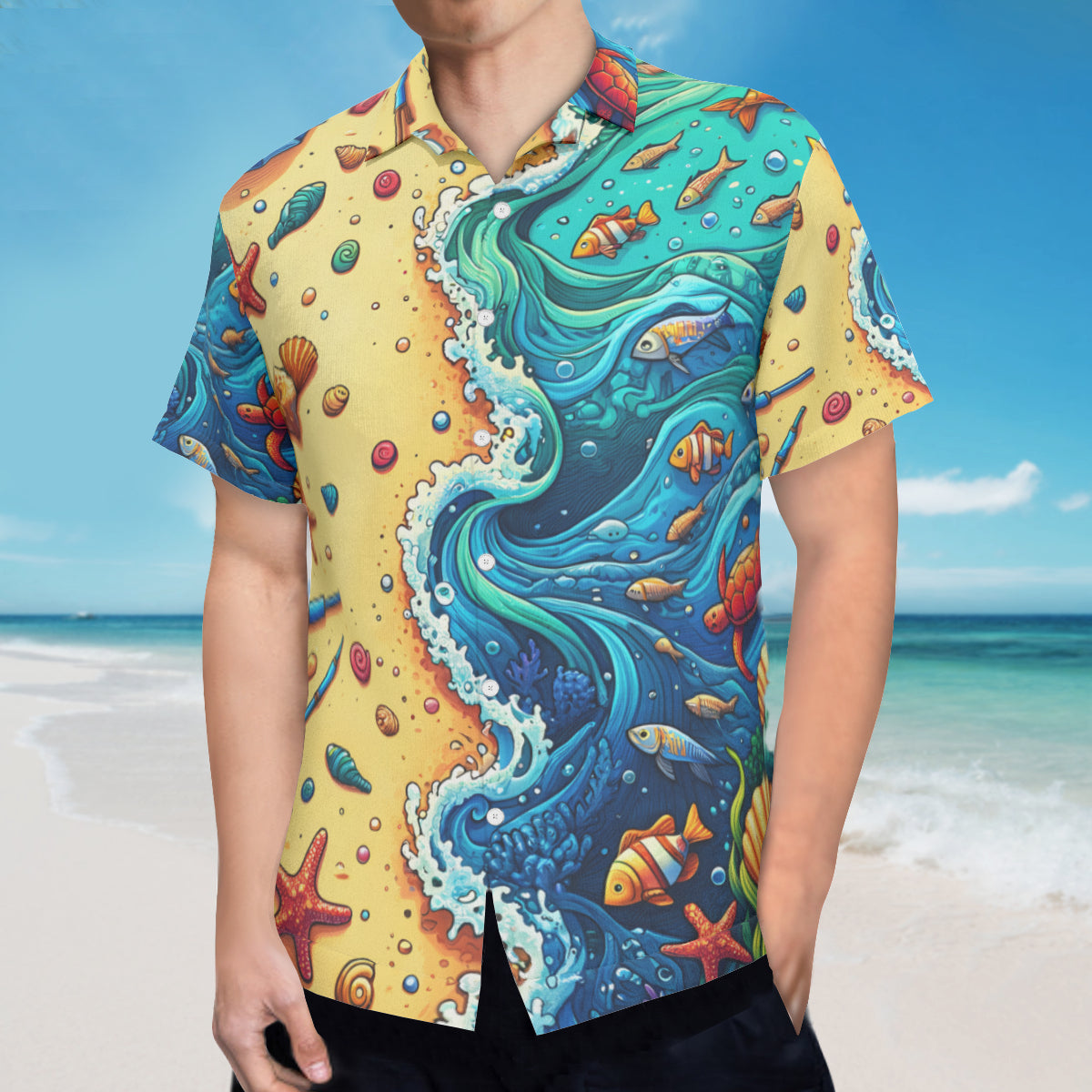 Ocean And Beach Short Sleeves Men's Shirt