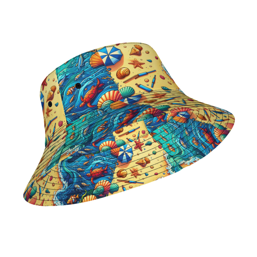 Ocean And Beach Double-Sided Unisex Polyester Bucket Hat