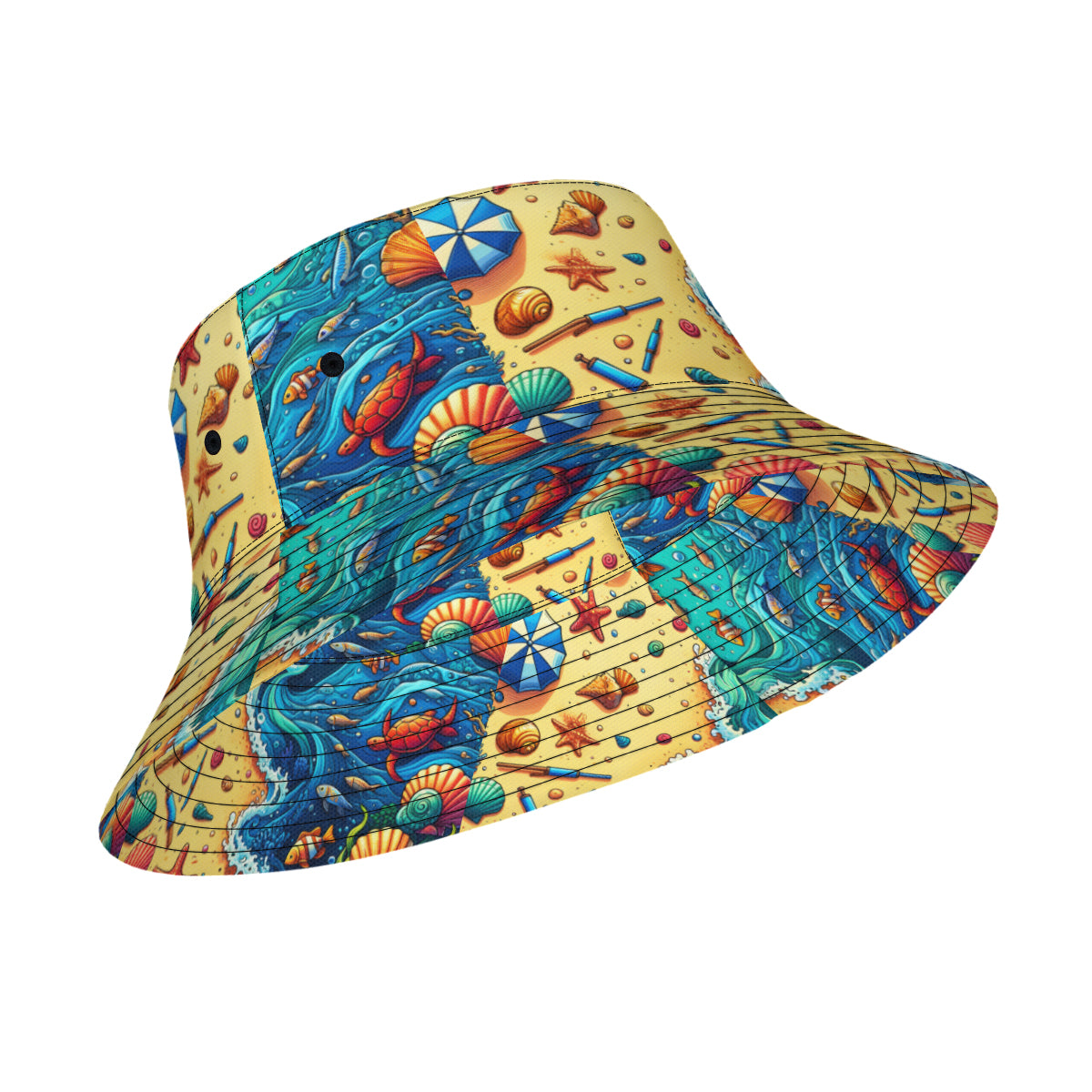 Ocean And Beach Double-Sided Unisex Polyester Bucket Hat