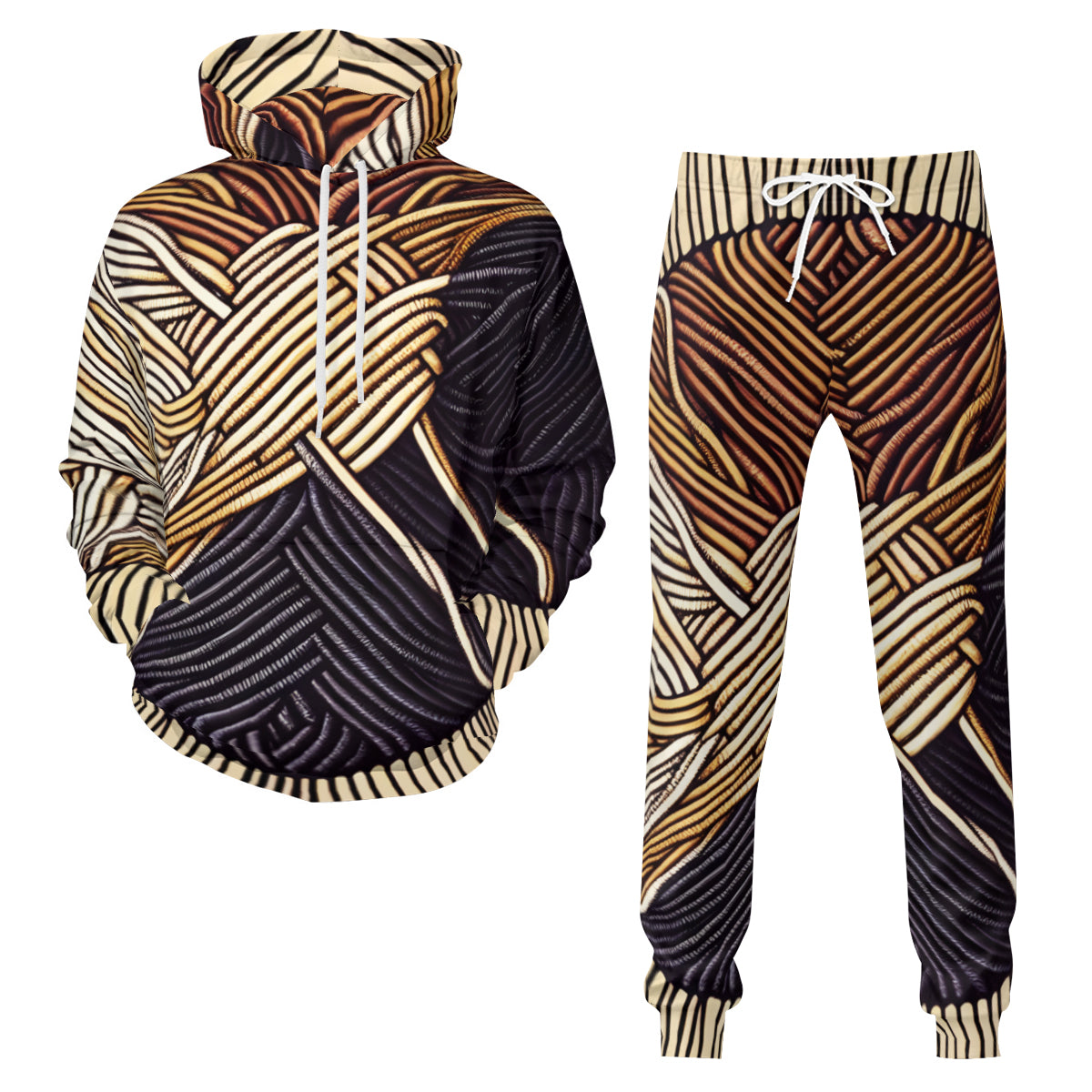 Interwoven Design Men's Adult Hoodie Set (Double-Layer Hood) | Health Fabric