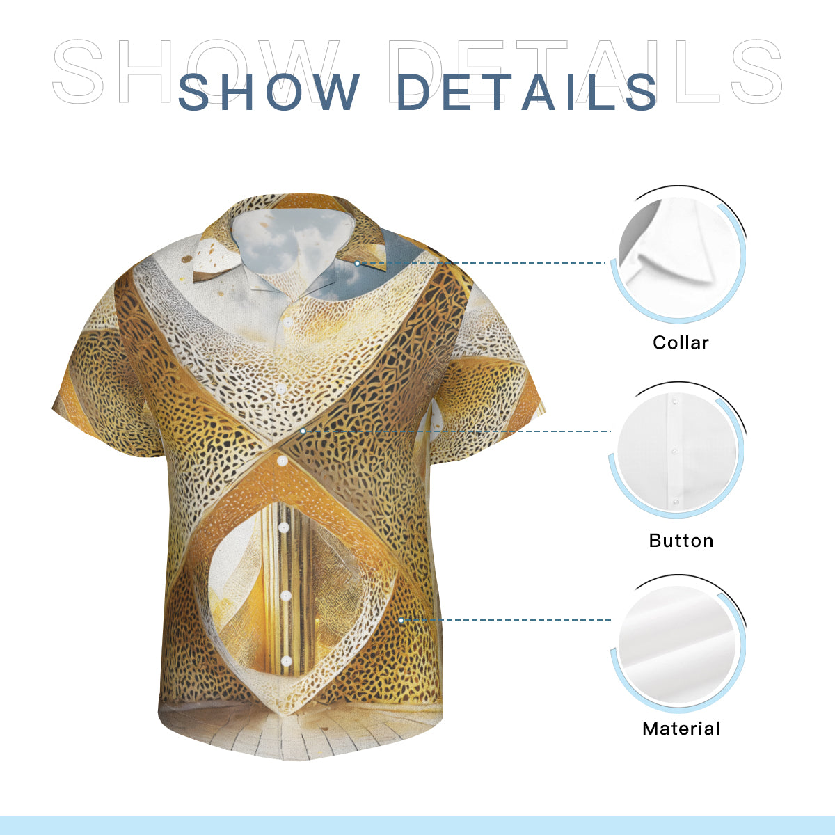 Golden Architectural Pattern Short Sleeves Men's Shirt