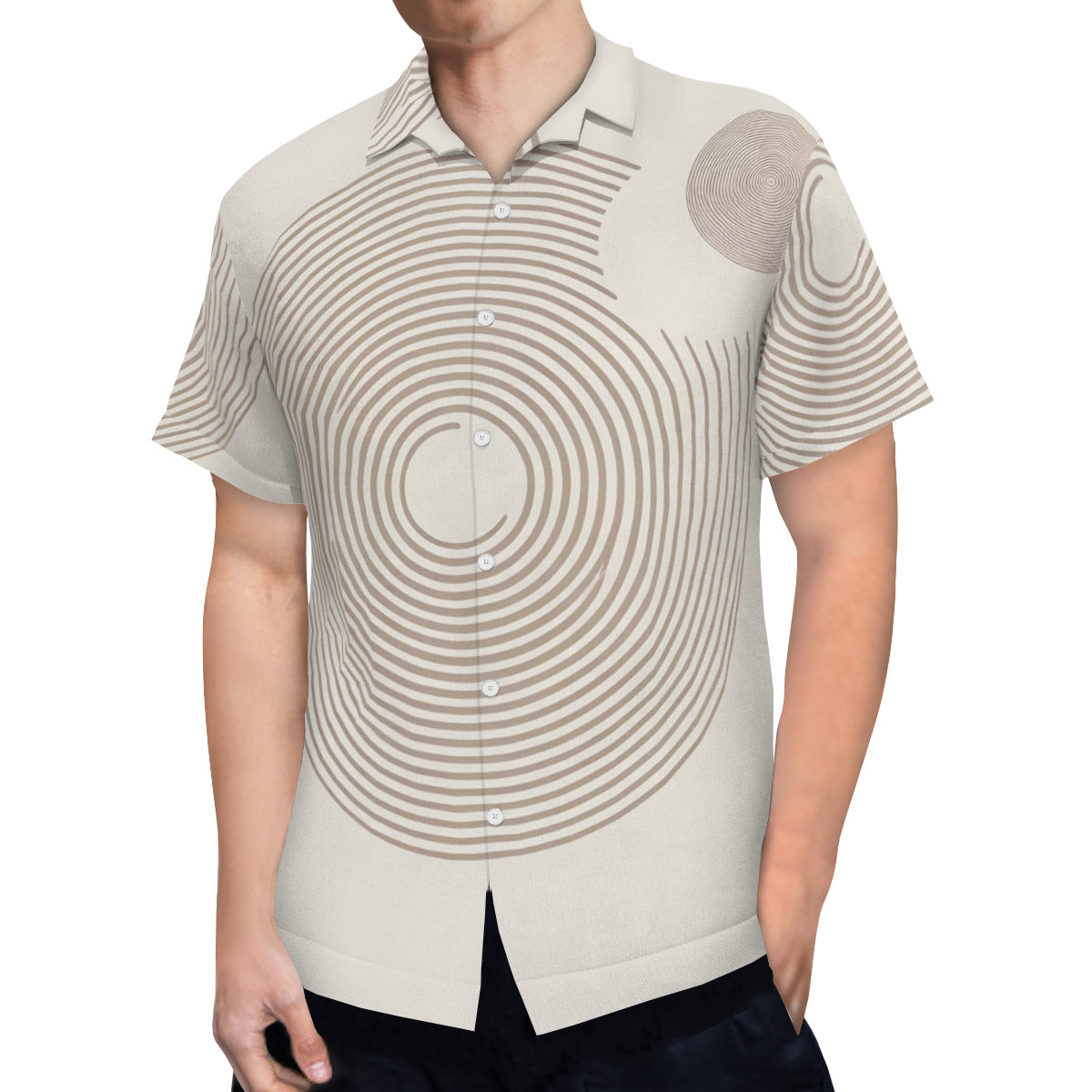 Abstract Stripes Short Sleeves Men's Shirt