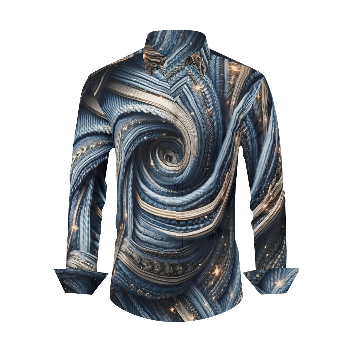 Blue Swirl Men's Classic Long-Sleeved Shirt | Polyester