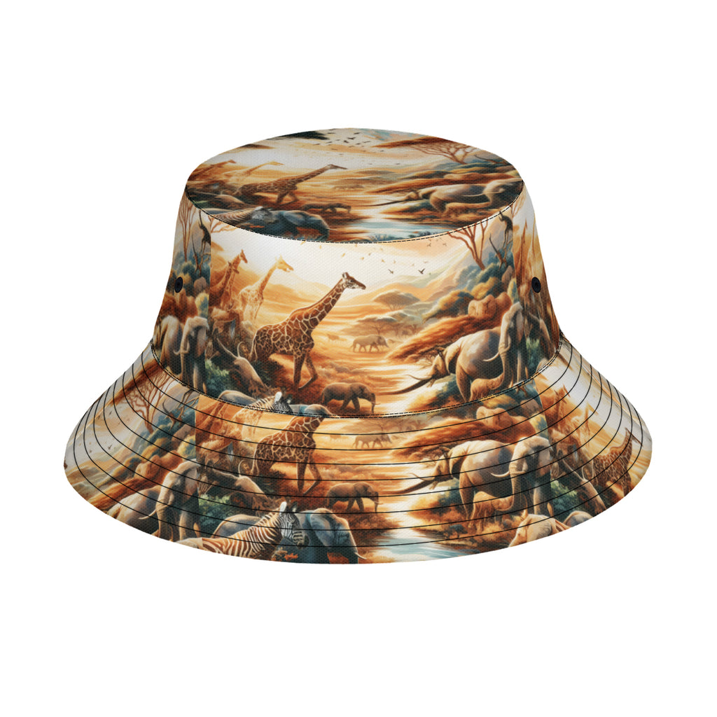 African Animals Double-Sided Unisex Polyester Bucket Hat