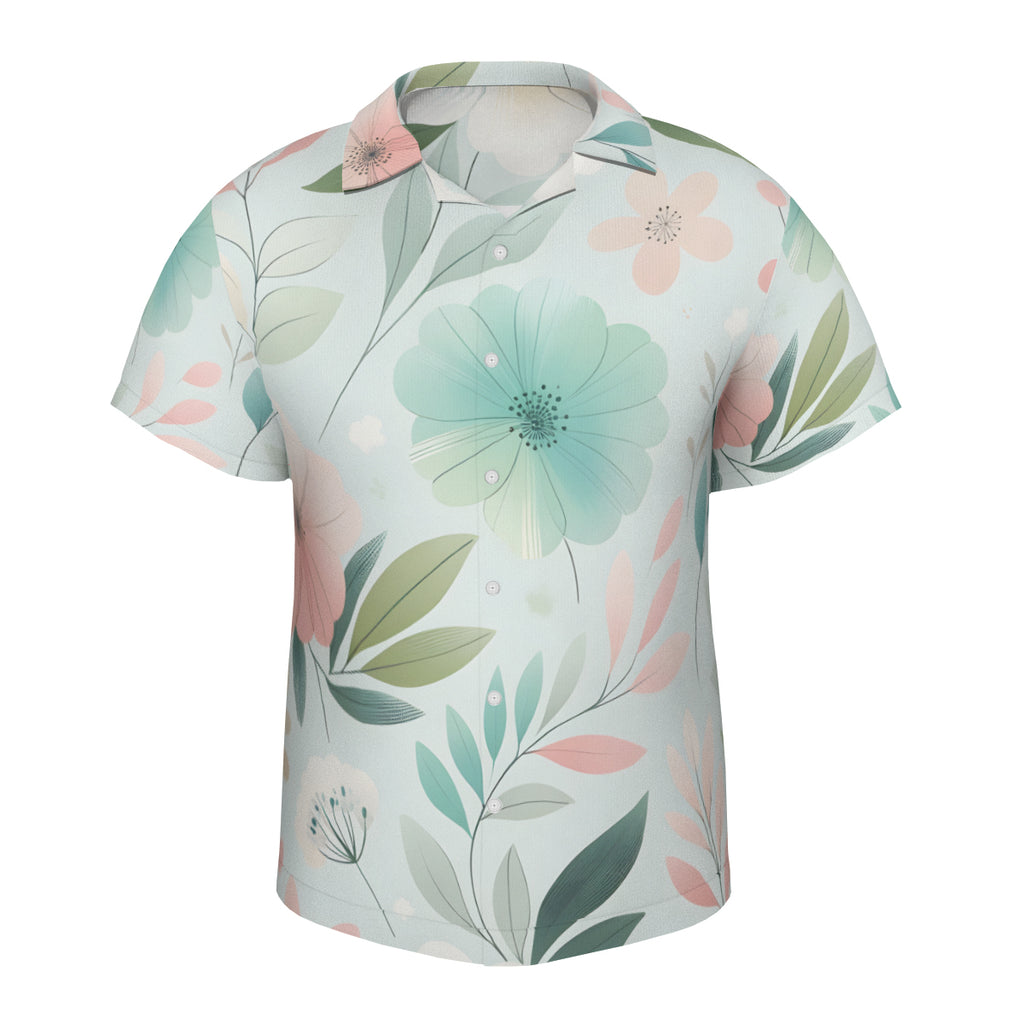 Minimalistic Floral Short Sleeves Men's Shirt