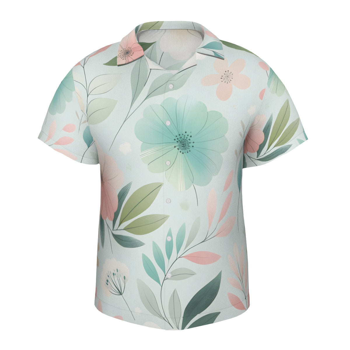 Minimalistic Floral Short Sleeves Men's Shirt
