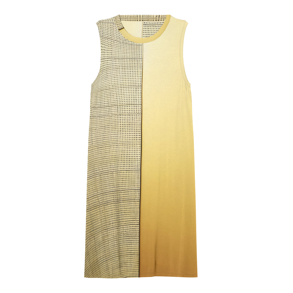 Golden Check Women's Casual Dress | Polyester