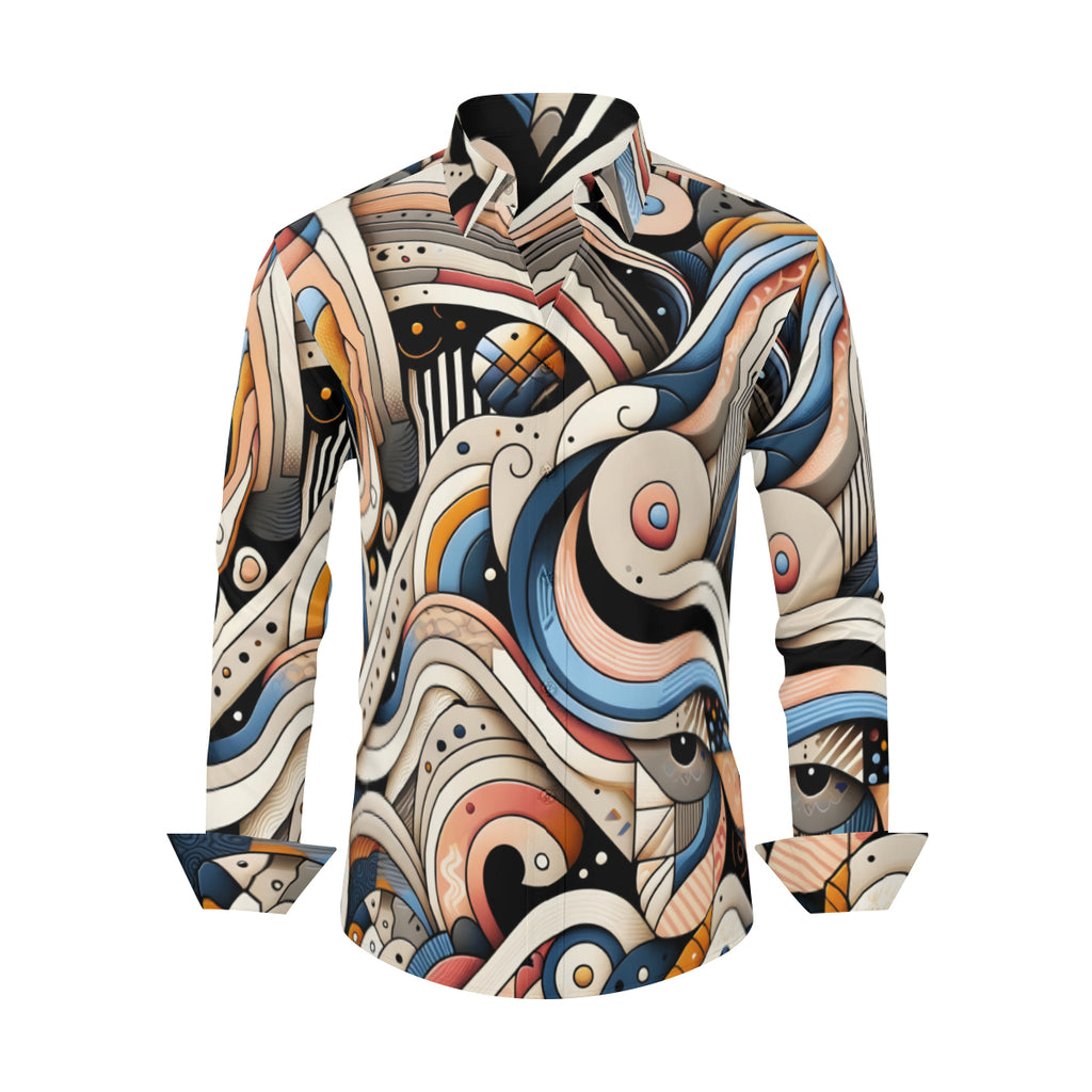 Abstract Men's Classic Long-Sleeved Shirt | Polyester