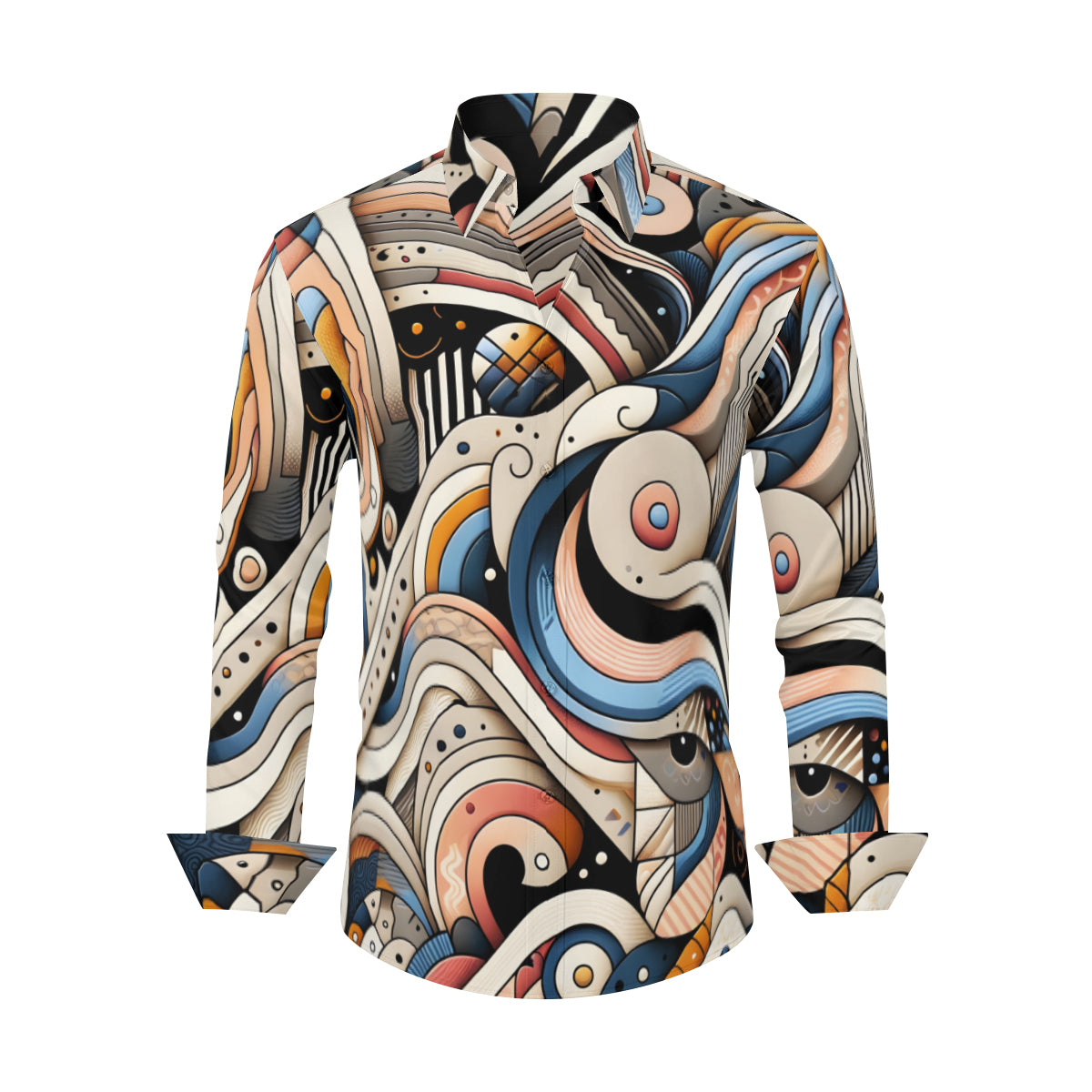 Abstract Men's Classic Long-Sleeved Shirt | Polyester