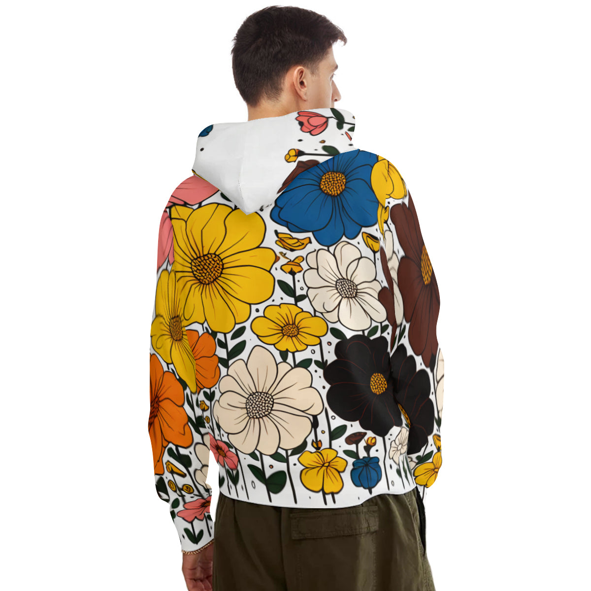 Floral Men's Adult Hoodie Set (Double-Layer Hood) | Health Fabric