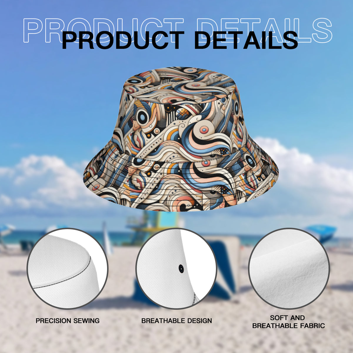 Abstract Double-Sided Unisex Polyester Bucket Hat