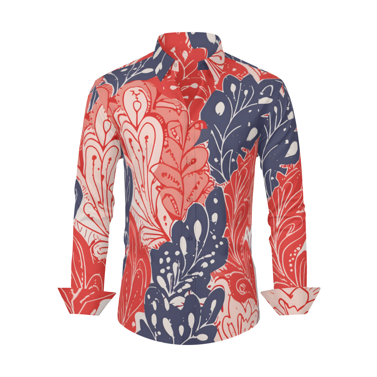 Abstract Floral Classic Long Sleeves Men's Shirt