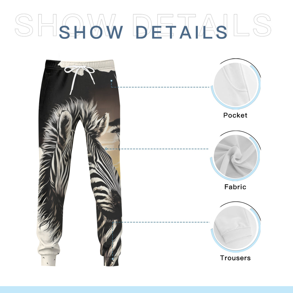 African Zebra Men's Adult Hoodie Set (Double-Layer Hood) | Health Fabric