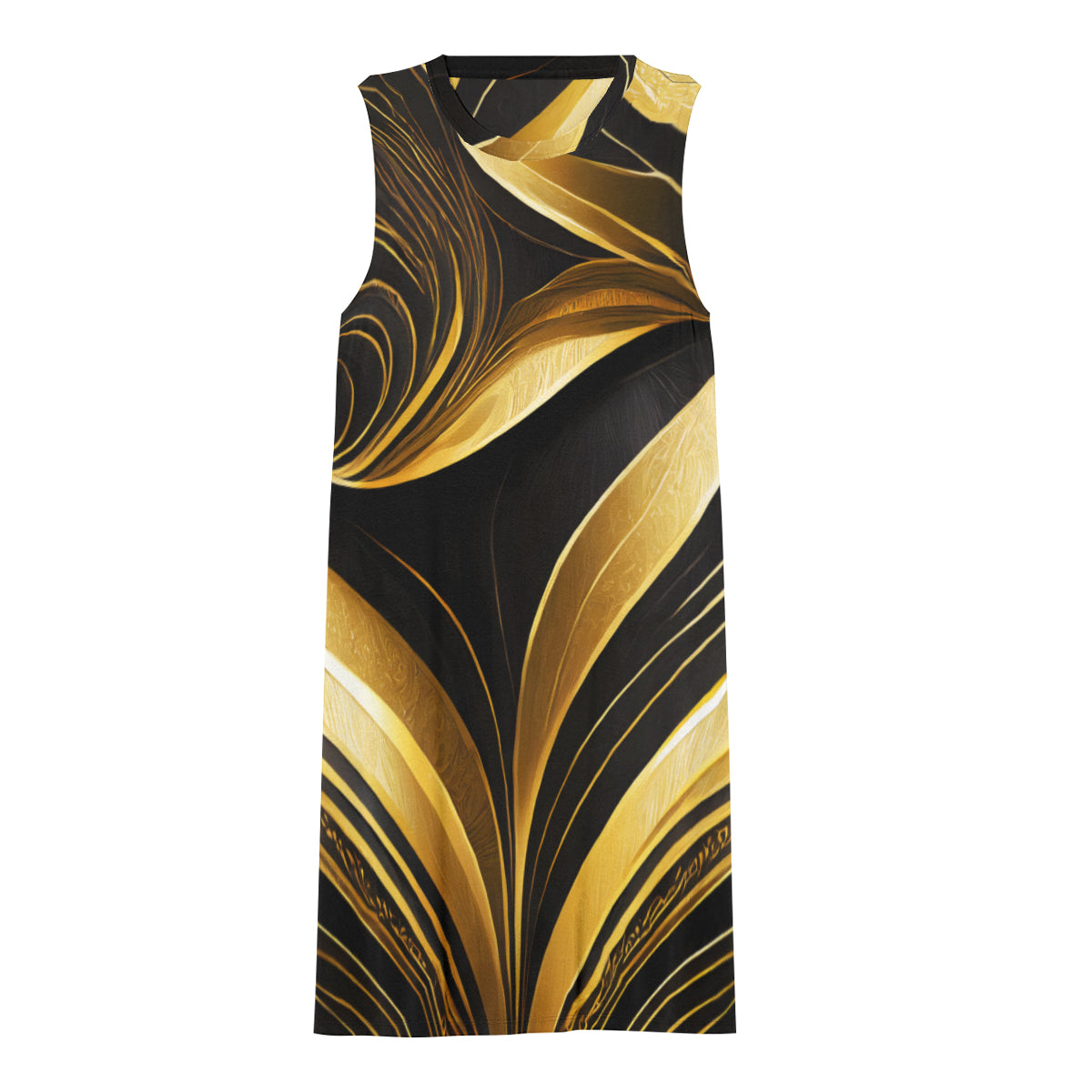 Elegant Gold Women's Casual Dress | Polyester