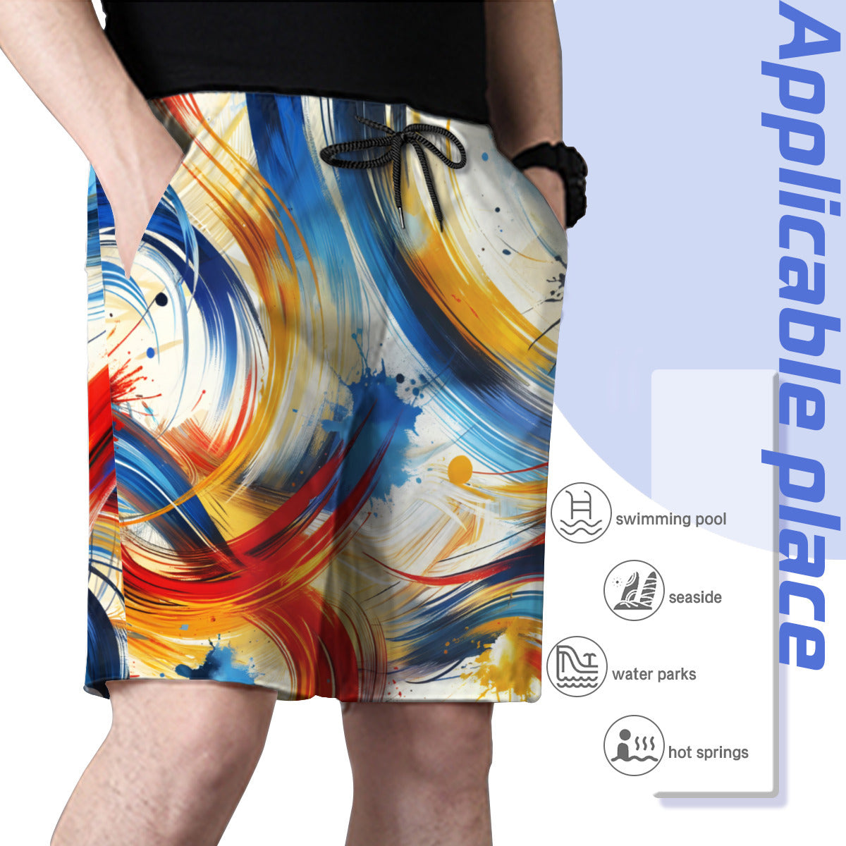 Abstract Men's Beach Shorts (Not Mesh Lined) | Polyester
