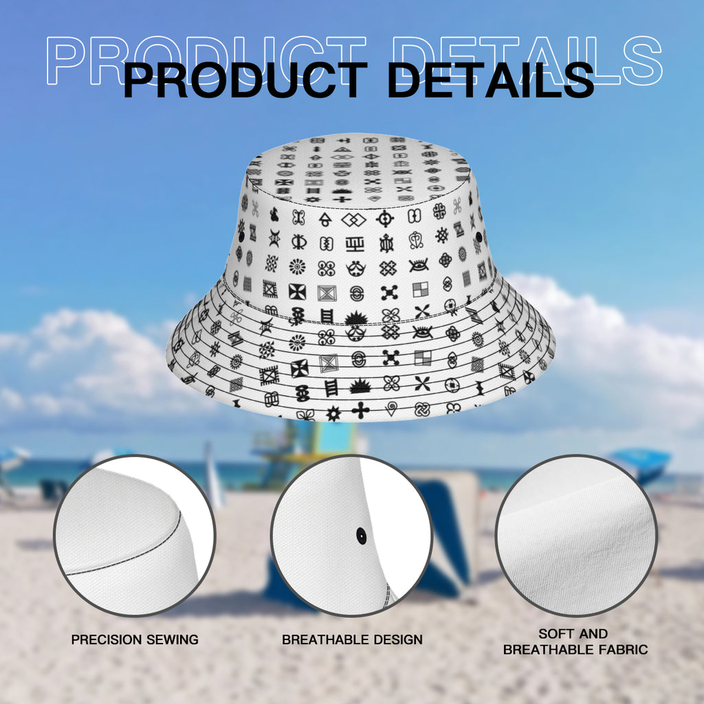 Adinkra Sysmbols Double-Sided Unisex Polyester Bucket Hat