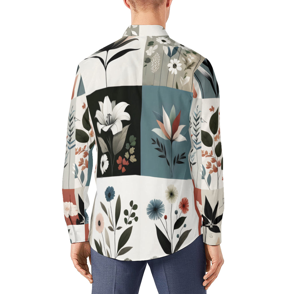 Minimalistic Floral Long Sleeves Men's Shirt